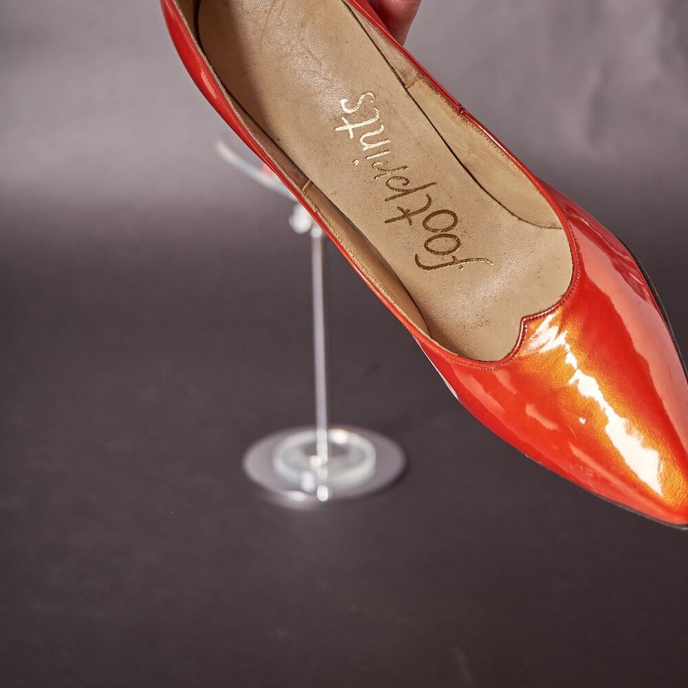 1980s Metallic Lipstick Red Heels Pumps
